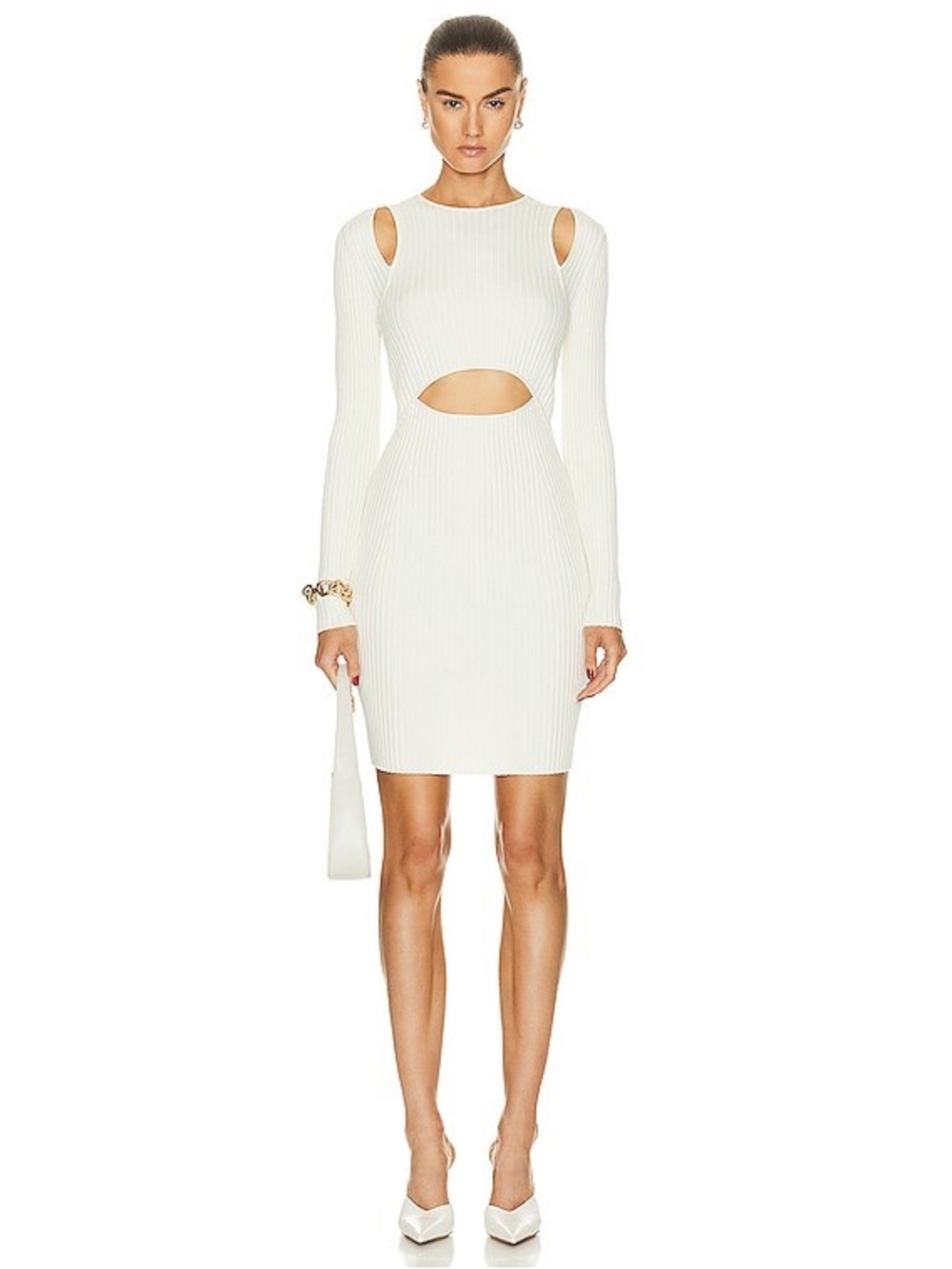 Wolford x Simkhai Contoured Rib Cutout Dress Cream XS